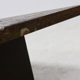 Rare table basse en pierre fossile par Metaform 1970