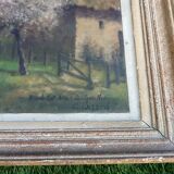 40's painting Trees in bloom signed C. Bizard