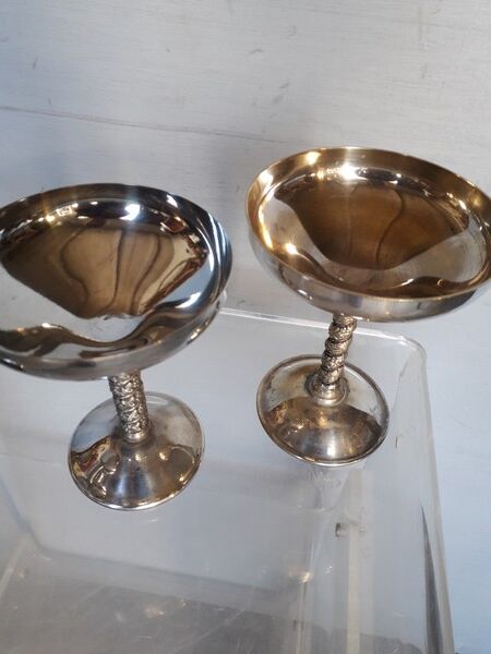 Lot 4 silver metal champagne glasses 1950/60