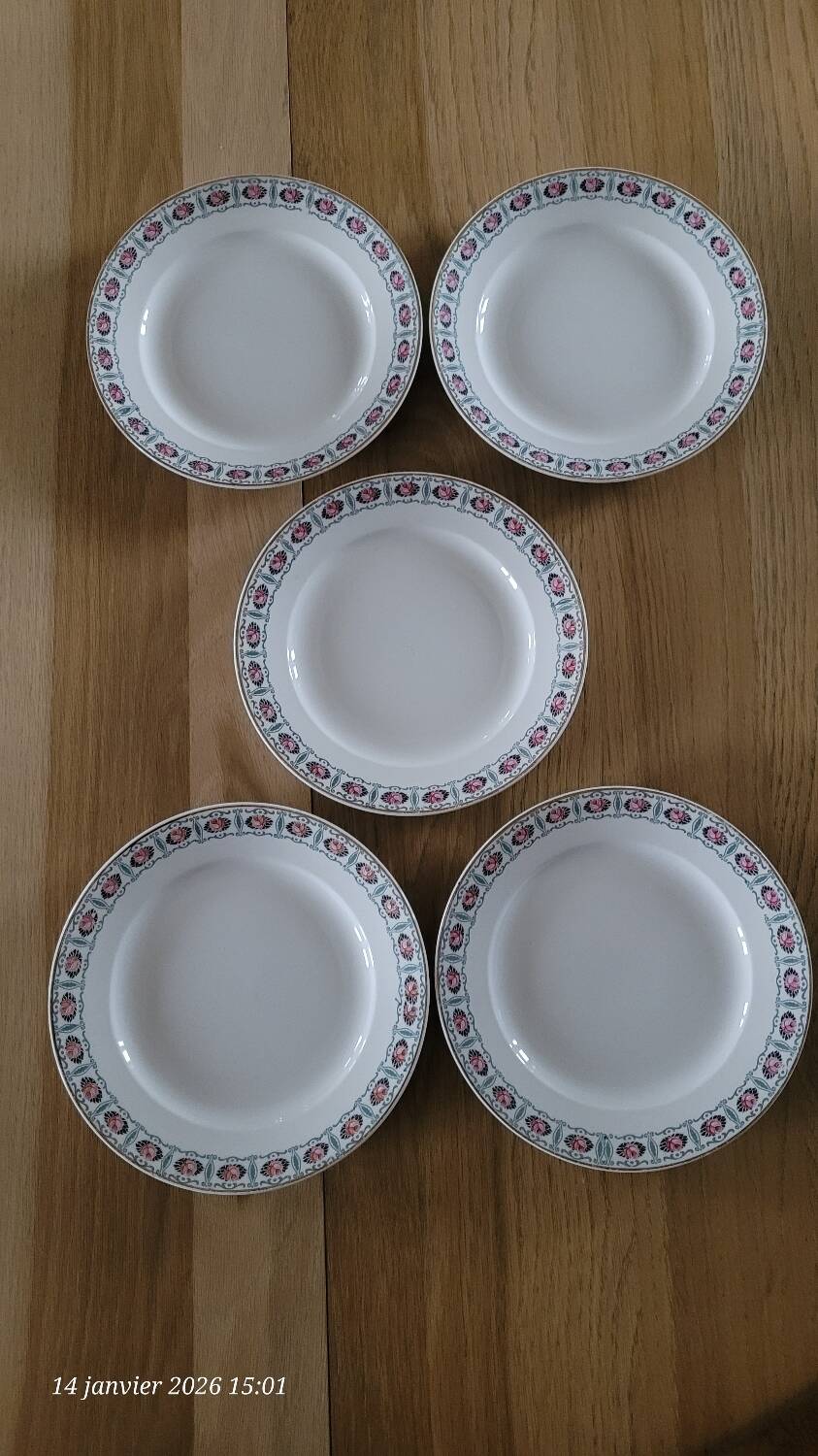 5 antique dessert plates