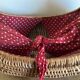 Panier gondole en osier 1960 doublé de coton a pois rouges