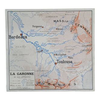 Carte affiche scolaire Rossignol "La Garonne / Le Rhône"
