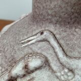 Large vase in German pottery from the mid-century with a crane ornament from Cortendorf.