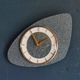 Vintage formica clock silent asymmetrical wall pendulum "Round golden green"