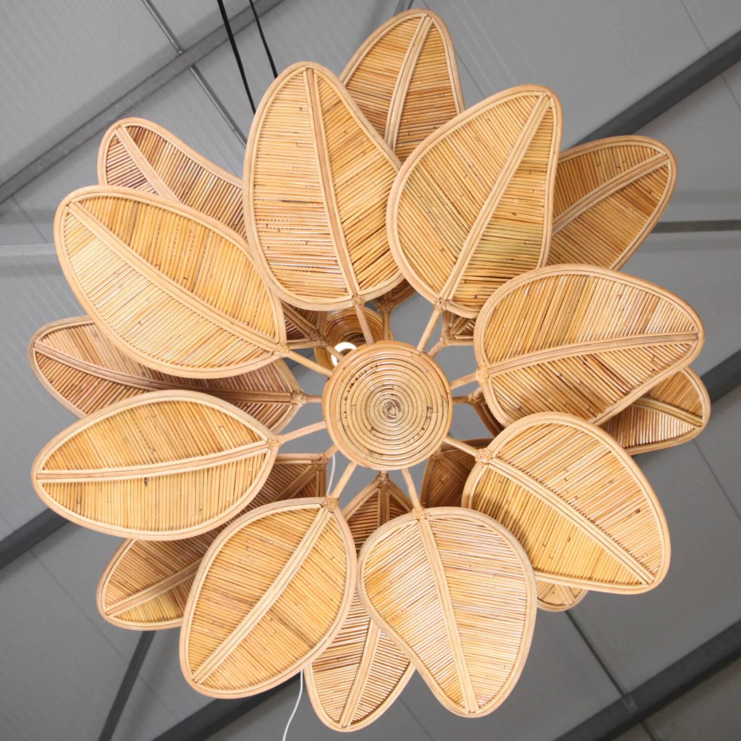 Rattan "leaf" chandelier