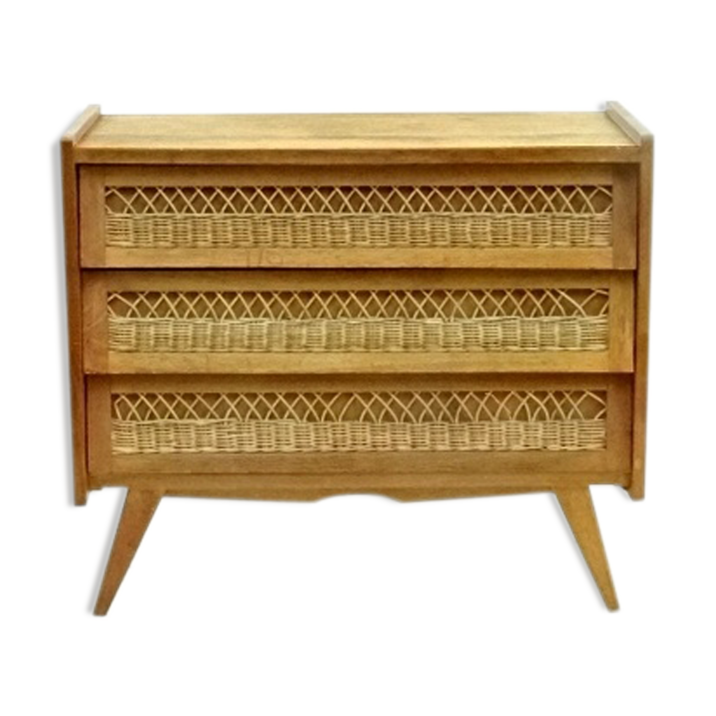 Vintage Chest if dealers wood rattan 1950 feet compass