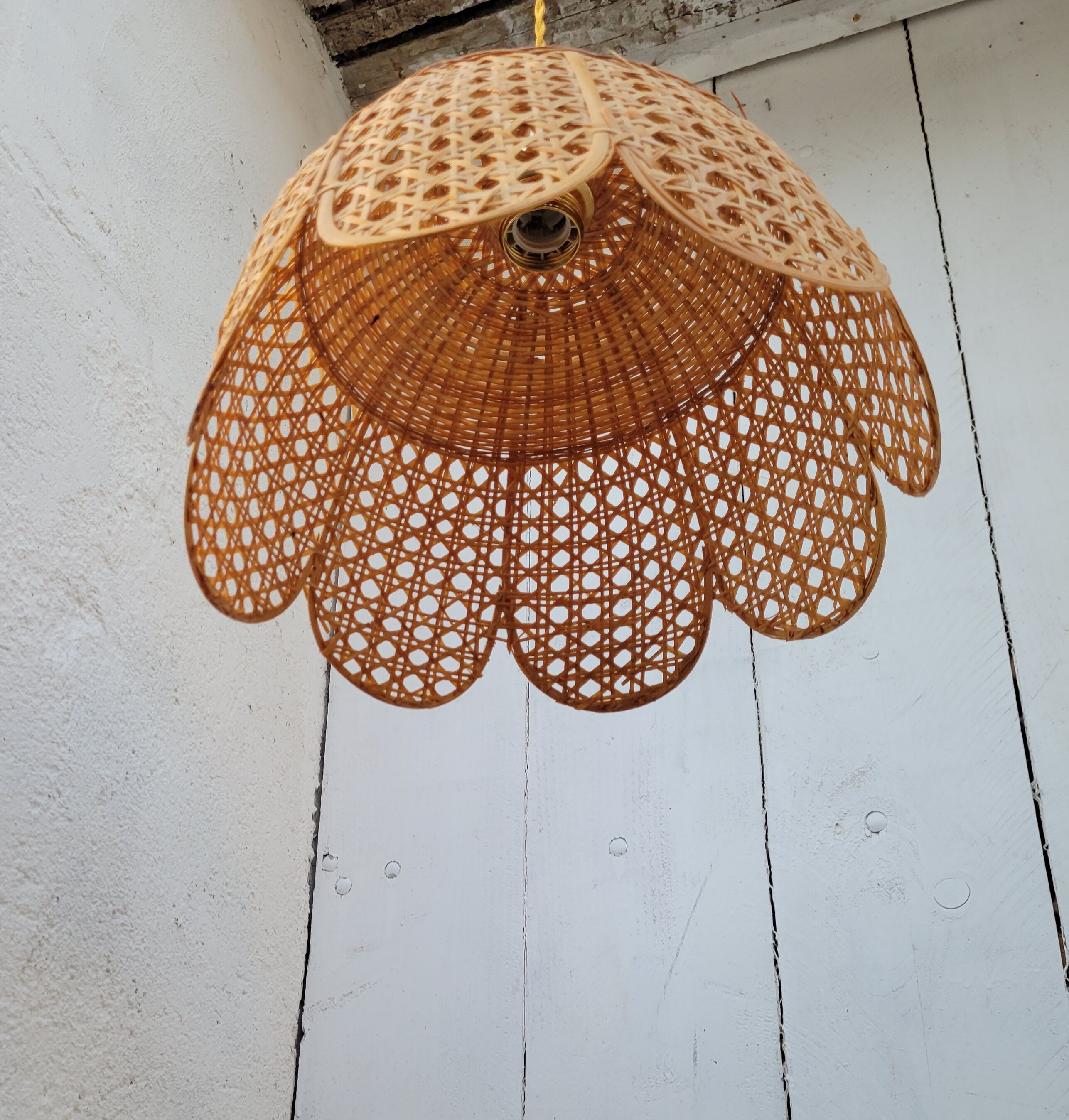 Openwork rattan suspension