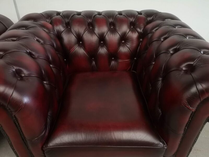 Chesterfield burgundy leather armchairs