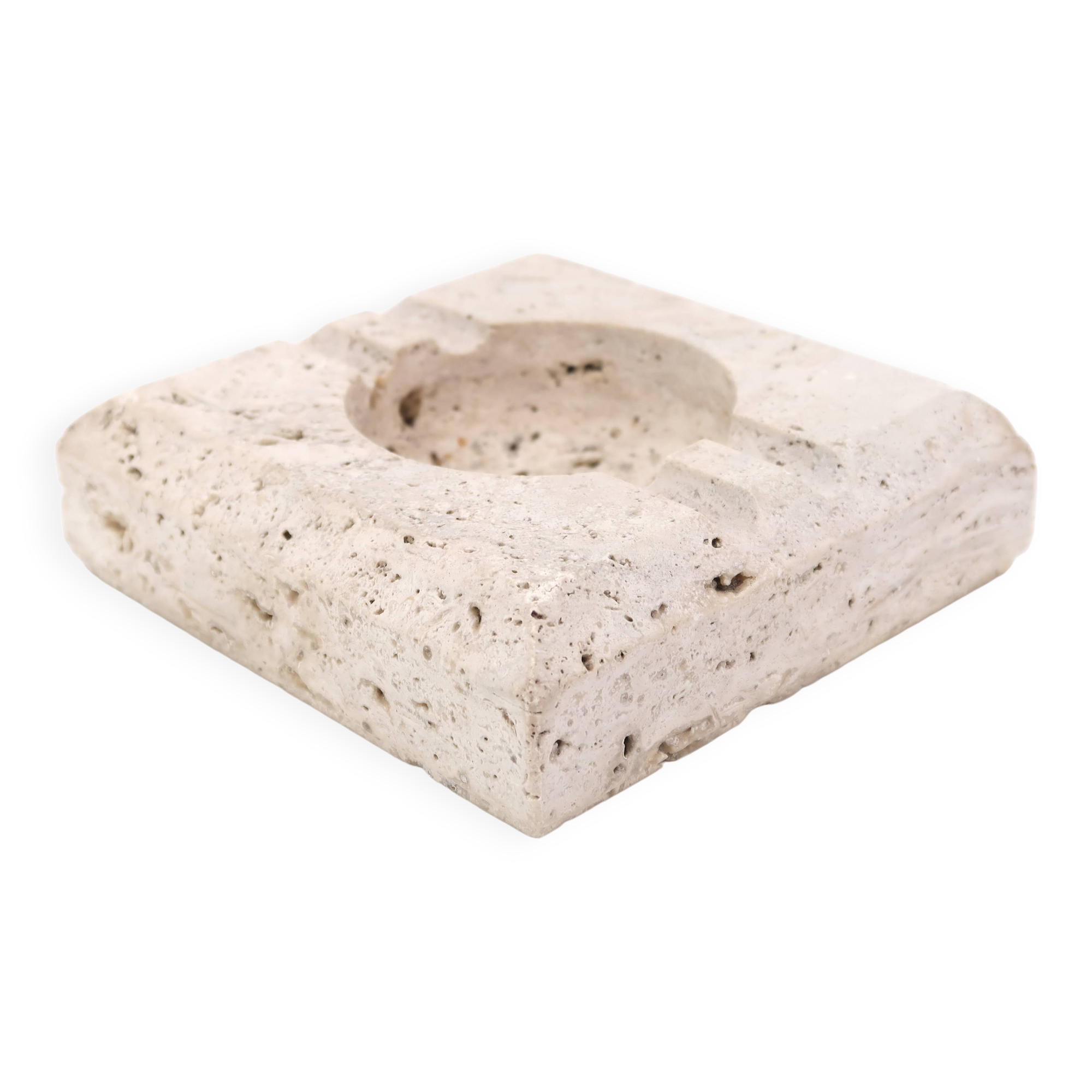 Square travertine ashtray, 1970s
