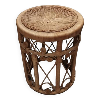 Vintage peacock rattan stool