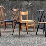 Series of 6 mismatched vintage chairs