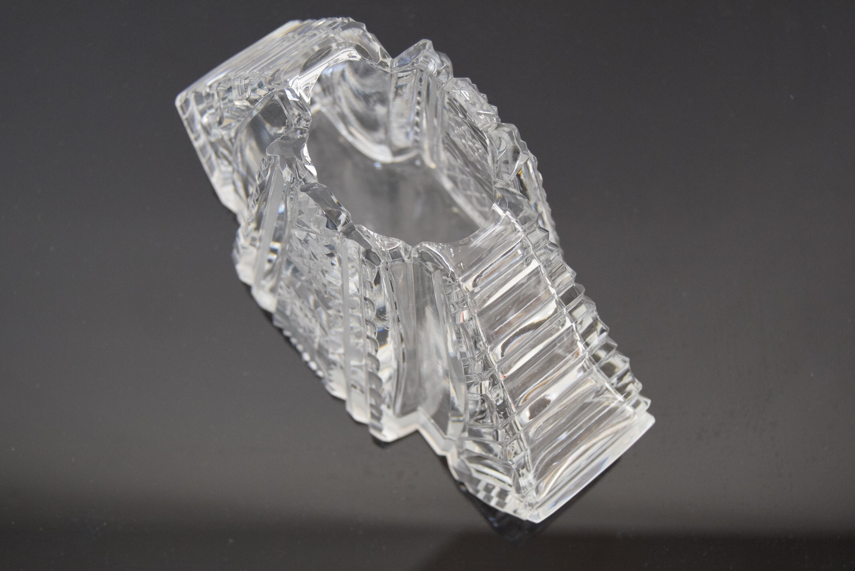Vintage Cut Crystal Glass Vase, Glasswork Novy Bor, 1950's.