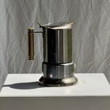 Small silver and gold Italian coffee maker Alpu-F Puppieni in stainless steel