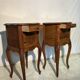 Pair of antique bedside tables with marble top and ceramic niche