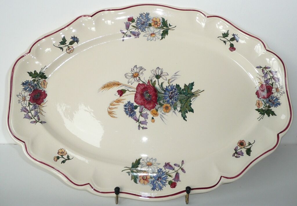 Big flat oval earthenware Sarreguemines Agreste