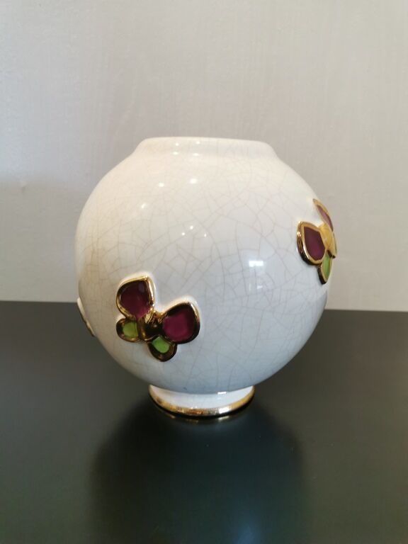 Longwy "papillons" ball vase