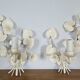 Pair of vintage floral wall sconces in white metal – Florentine style