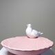 Decorative bowl, vintage Italian earthenware empty pocket with shell and dove