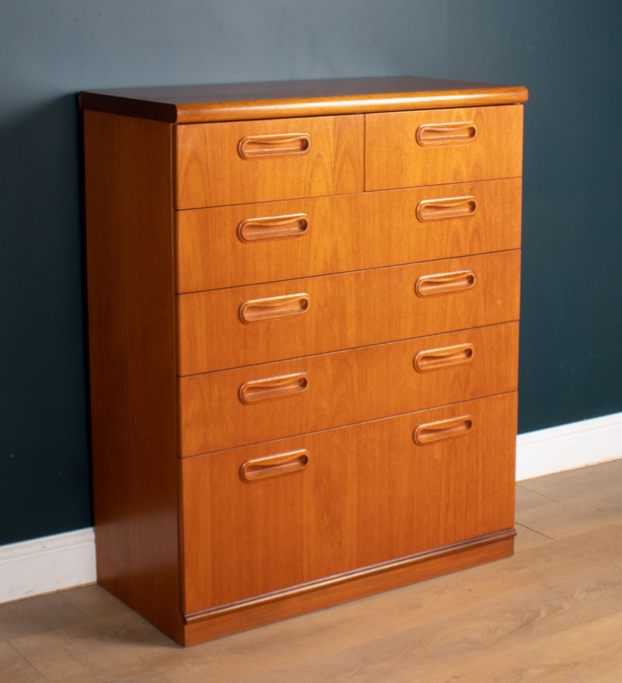 Restored Teak 1960s Retro 2 Over 4 Tall Chest Of Drawers By Meredew