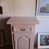 Confiturier haut ancien en bois massif peint rose