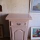 Old high jam bowl in pink painted solid wood