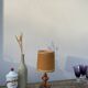 Copper lamp and fabric lampshade from the 70s