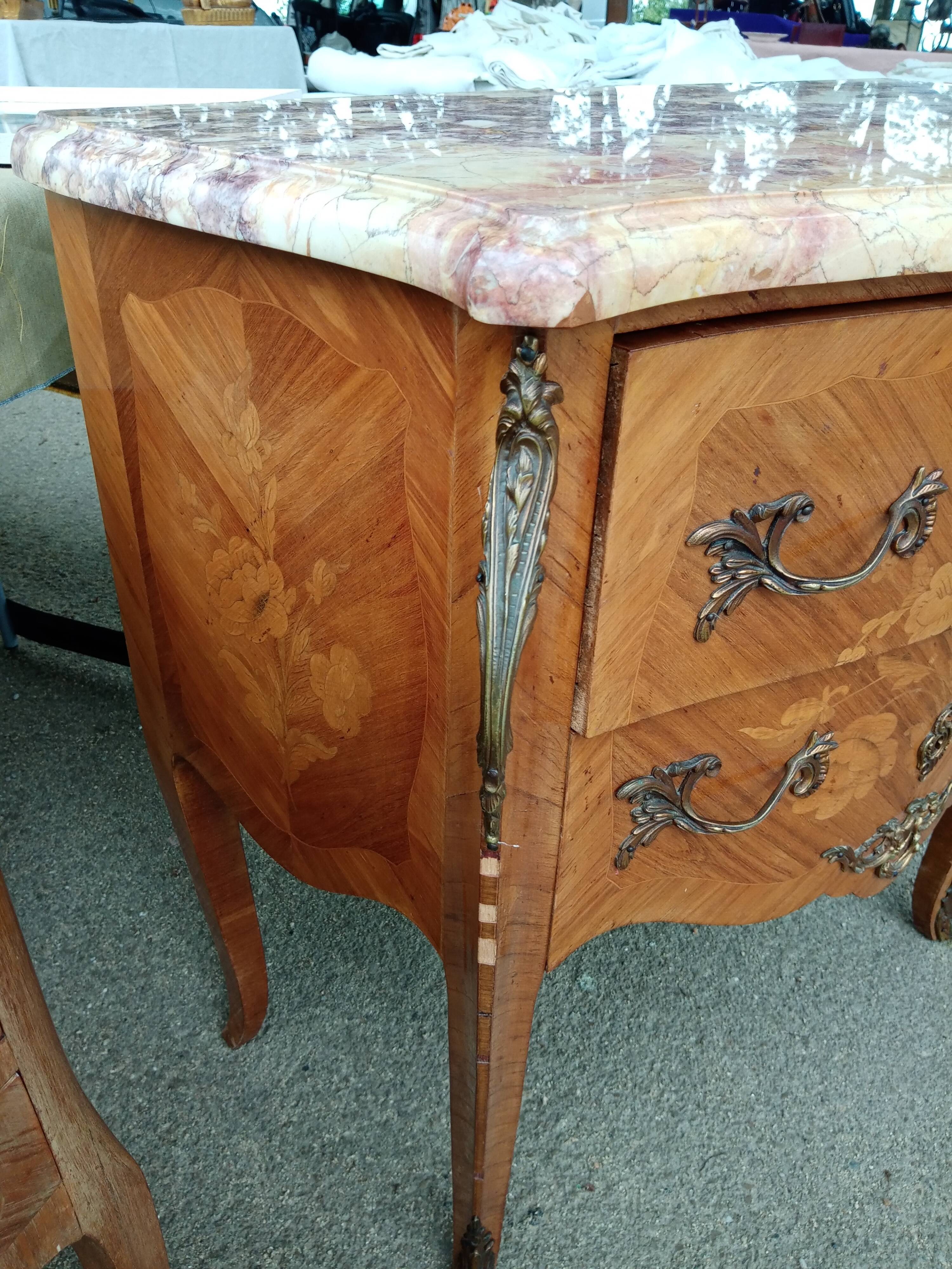 Louis XV chest of drawers 2 drawers and marble