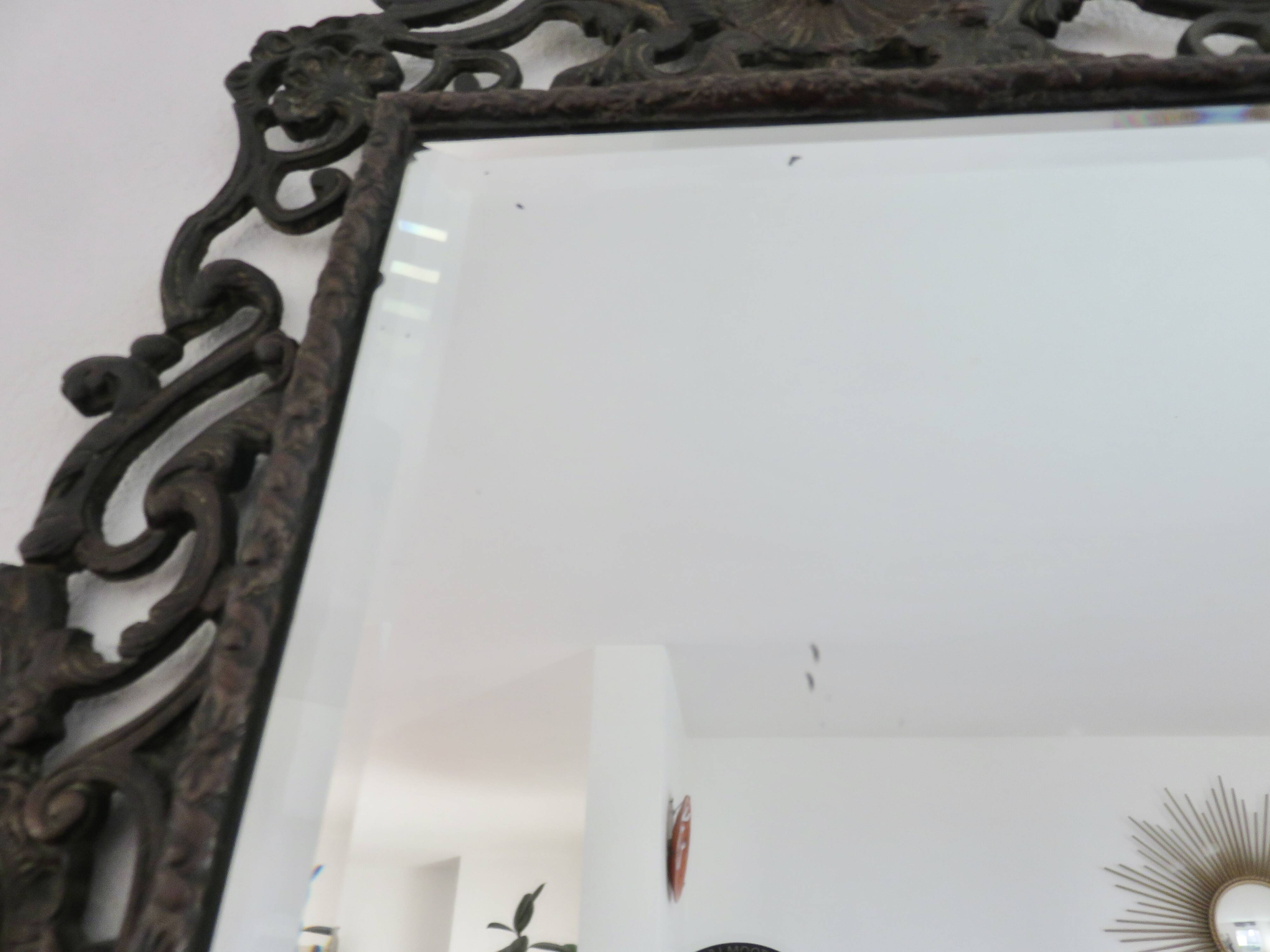 French cast iron mirror "Bacchus" god of wine, 1920s - 1930s