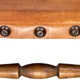 Rustic french farm chair, leather seat ca 1930s-1950s