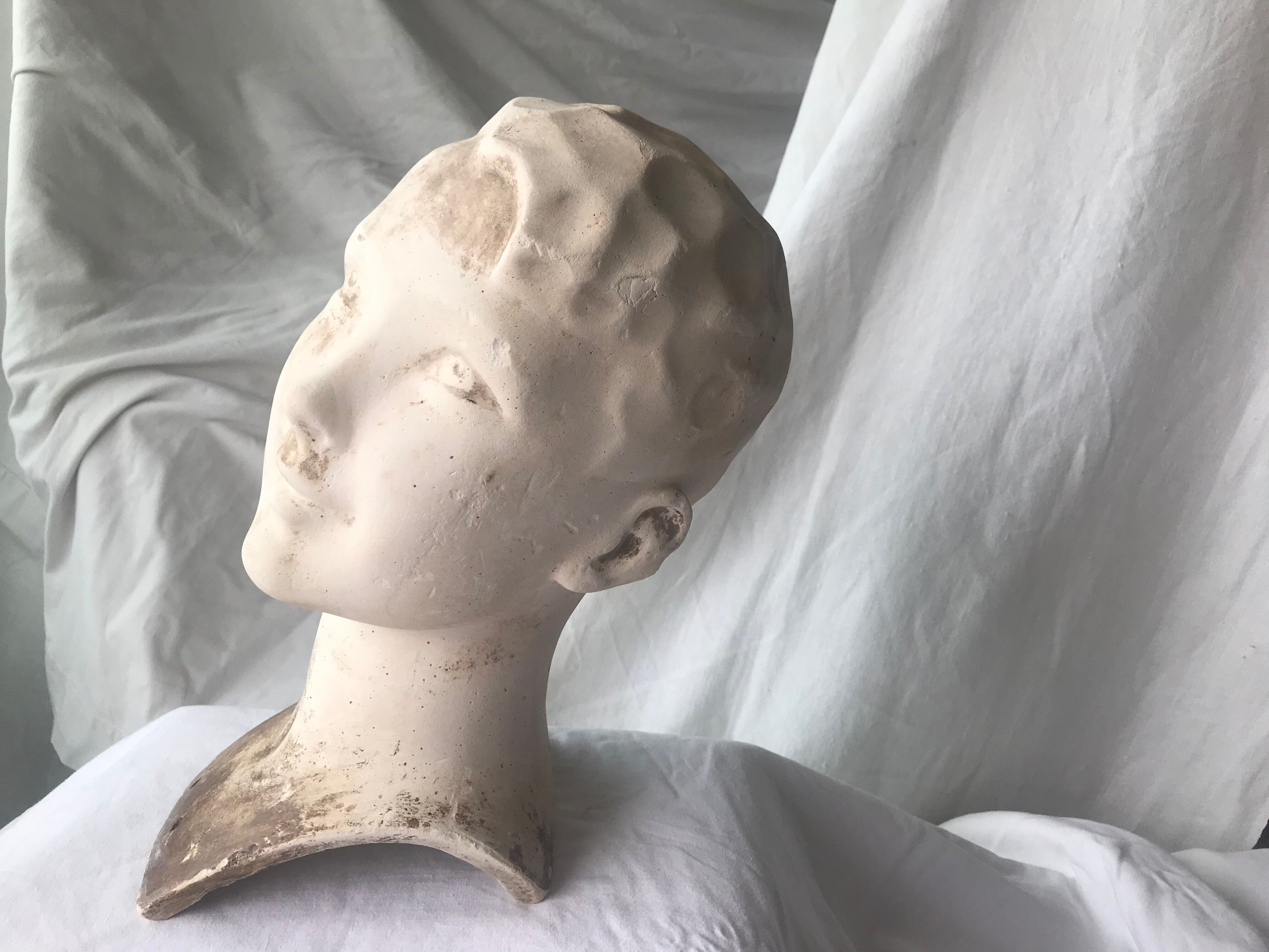 Old plaster head bust of mannequin 1930