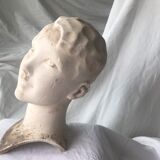 Buste tête en plâtre ancien de mannequin 1930