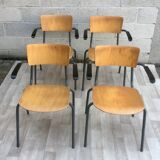 Set of 4 vintage chairs with armrests