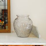 Vase en verre transparent forme boule style art déco