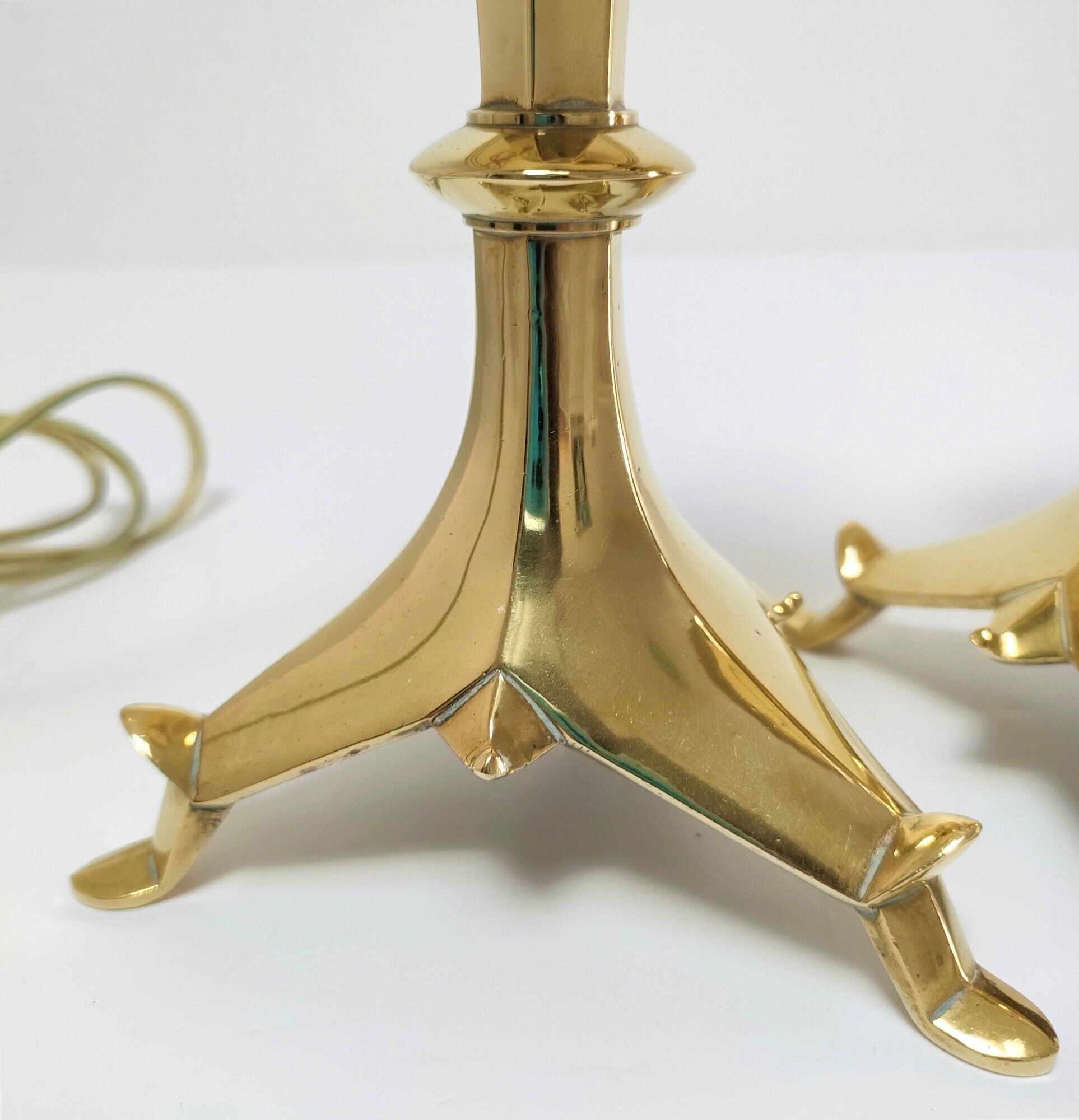 Pair of tripod lamps gilded bronze fondeur Poussielgue-Rusand