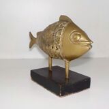 Poisson en bronze sur socle Inde