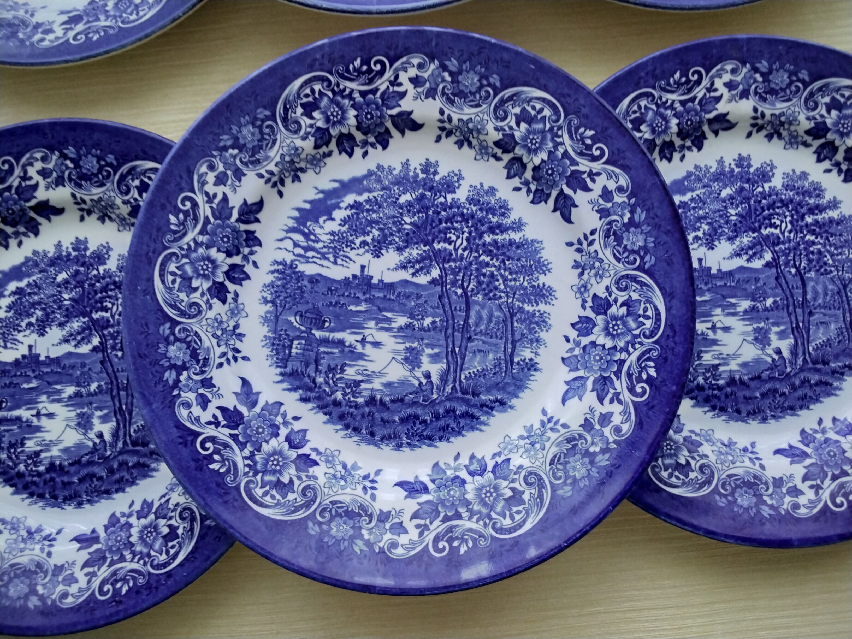 6 English porcelain dessert plates Broadhurst Staffordshire