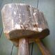 Pair of brutalist tripod stools in grayed pine. France, 1950s