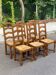6 solid wood chairs carved and straw-covered with high farmhouse-style backs