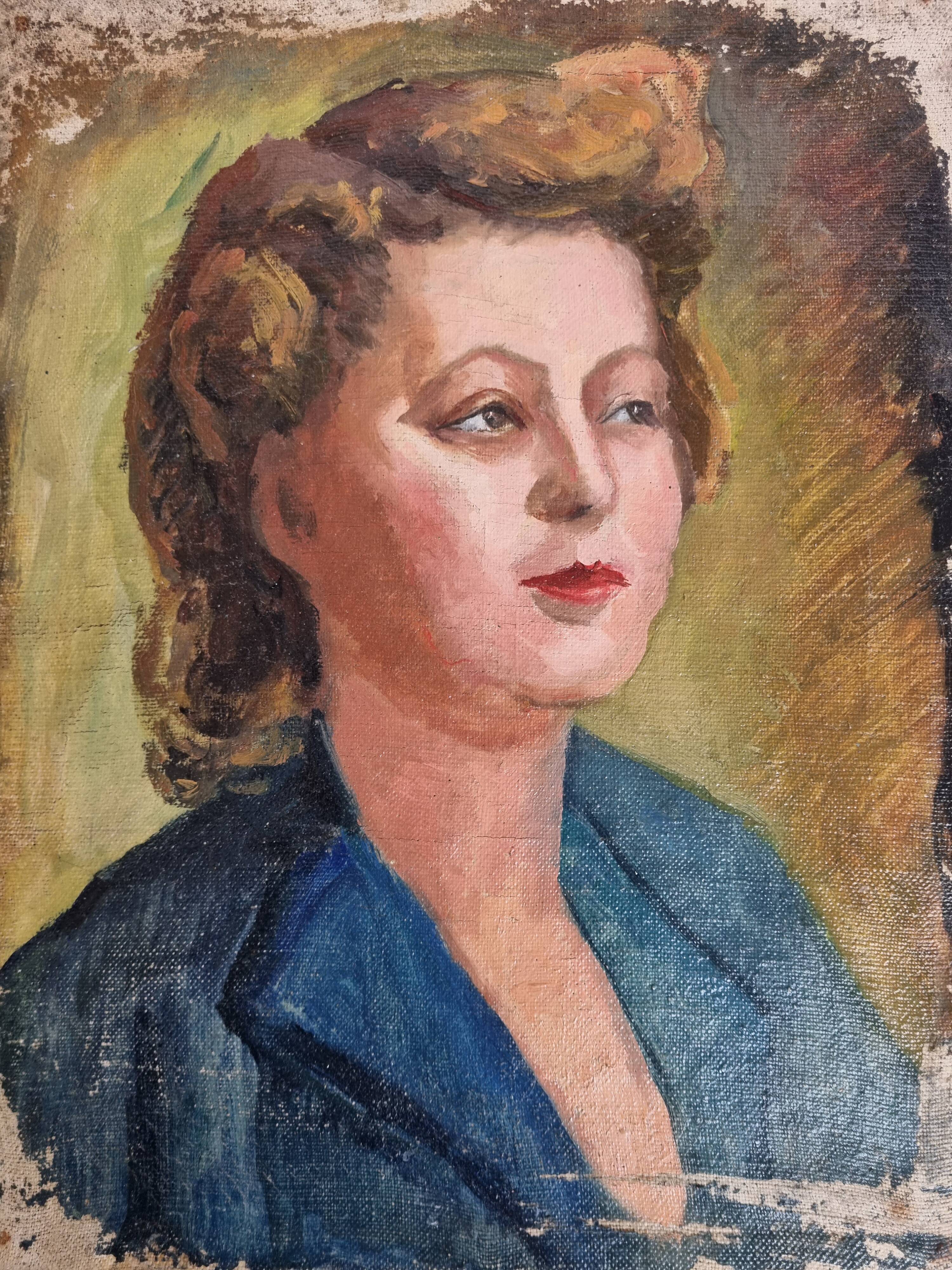 Portrait d'une jeune femme, étude d'artiste, années 50