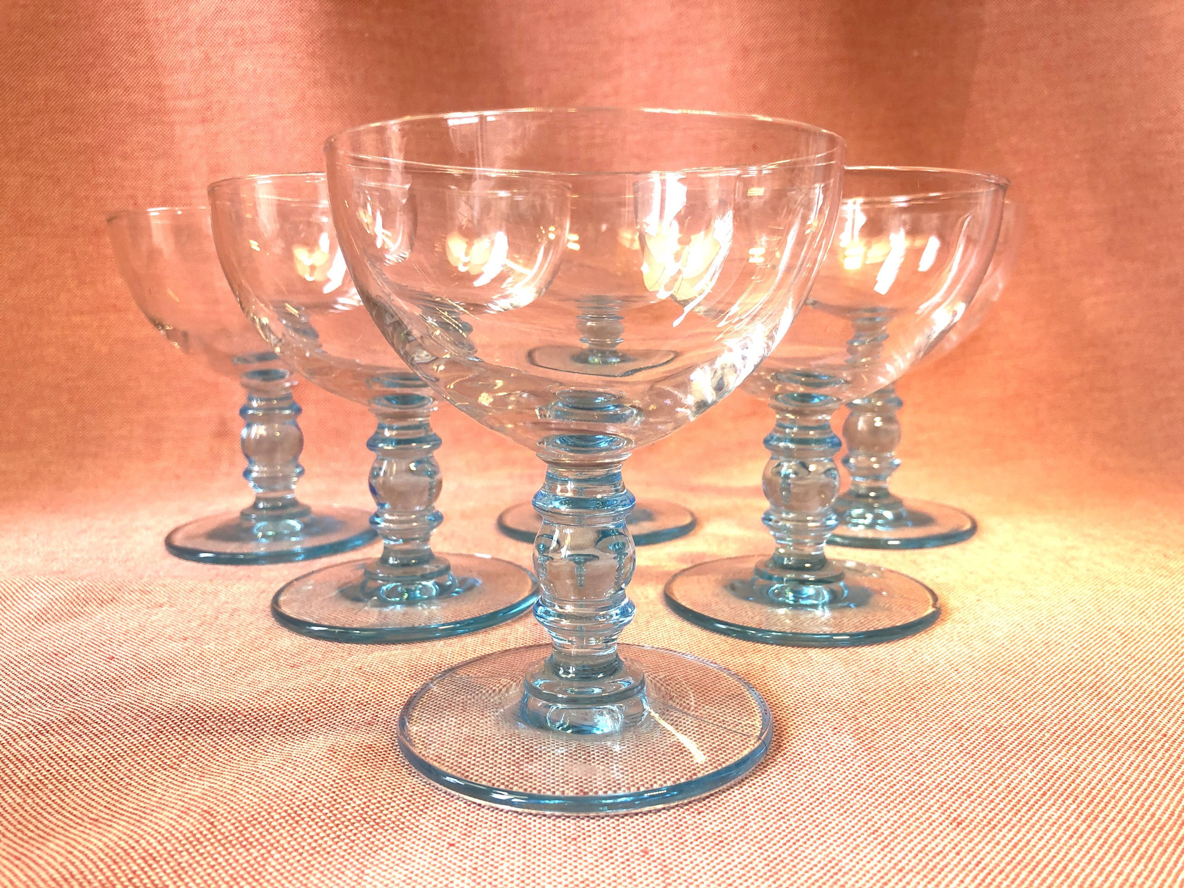 Vintage blue champagne glasses