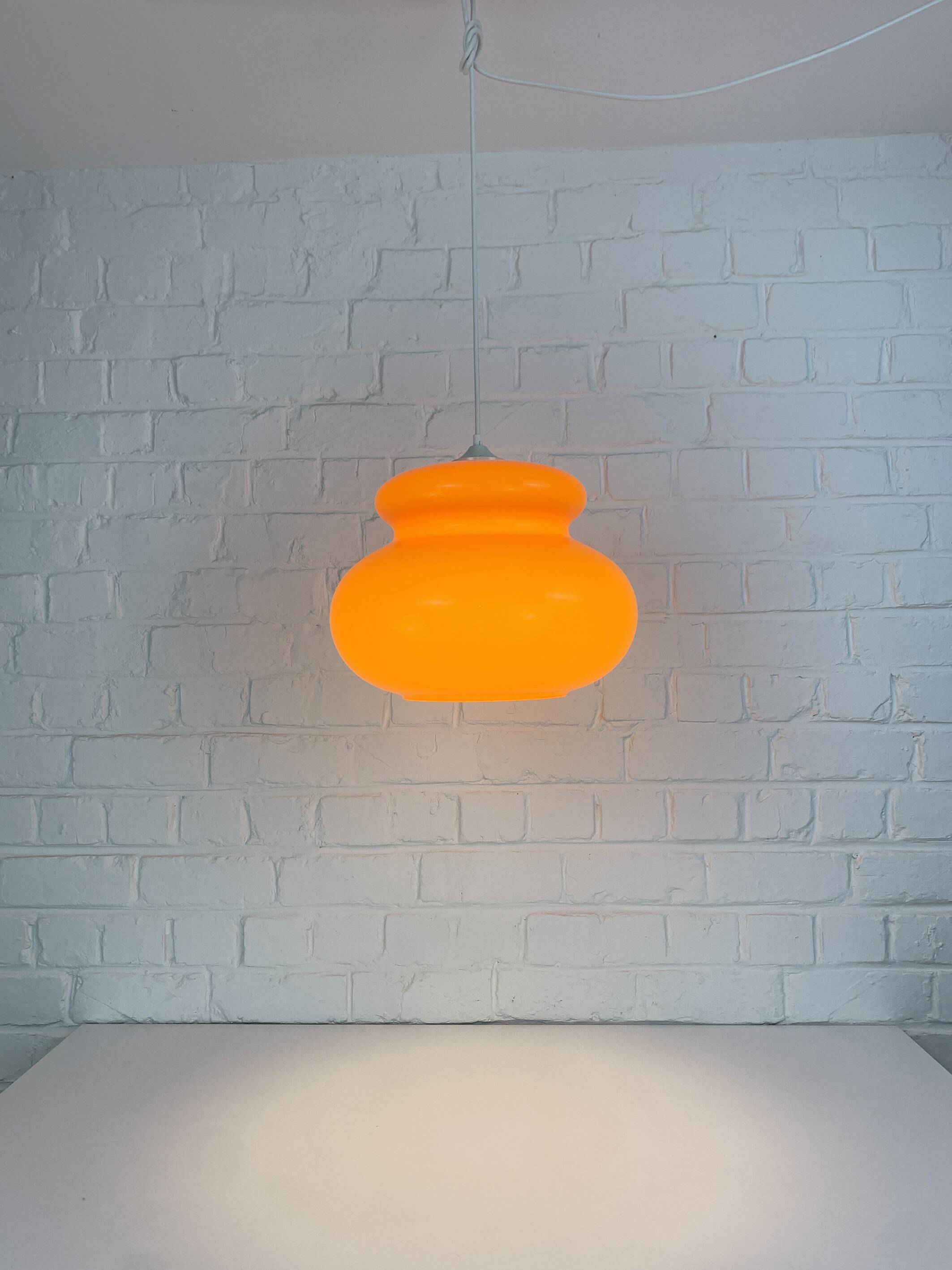 Vintage Space Age Orange Glass Pendant Light