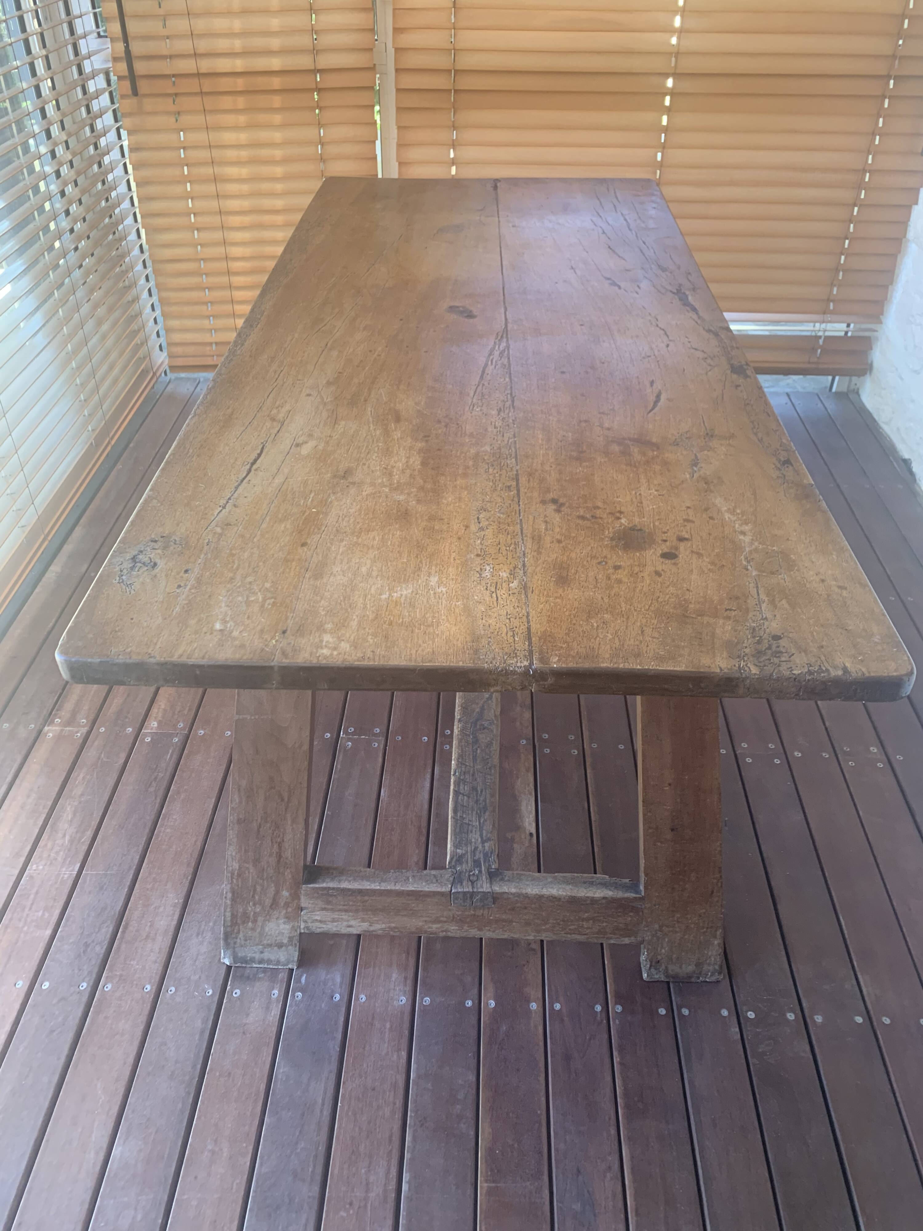 Large antique farmhouse table in solid wood – country/monastery spirit