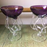 Paire de coupe meduse en verre