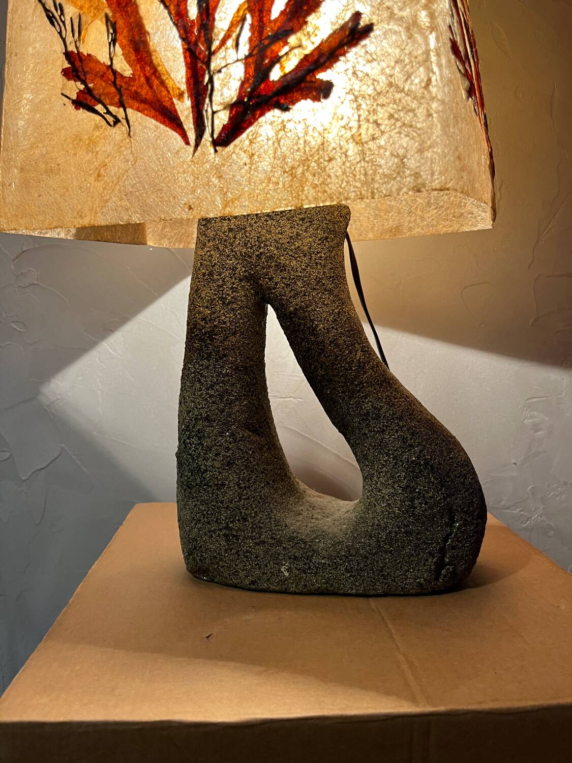 Vintage ceramic lamp Accolay resin lampshade herbarium