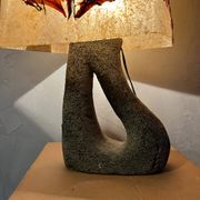 Lampe vintage céramique accolay abat jour résine herbier