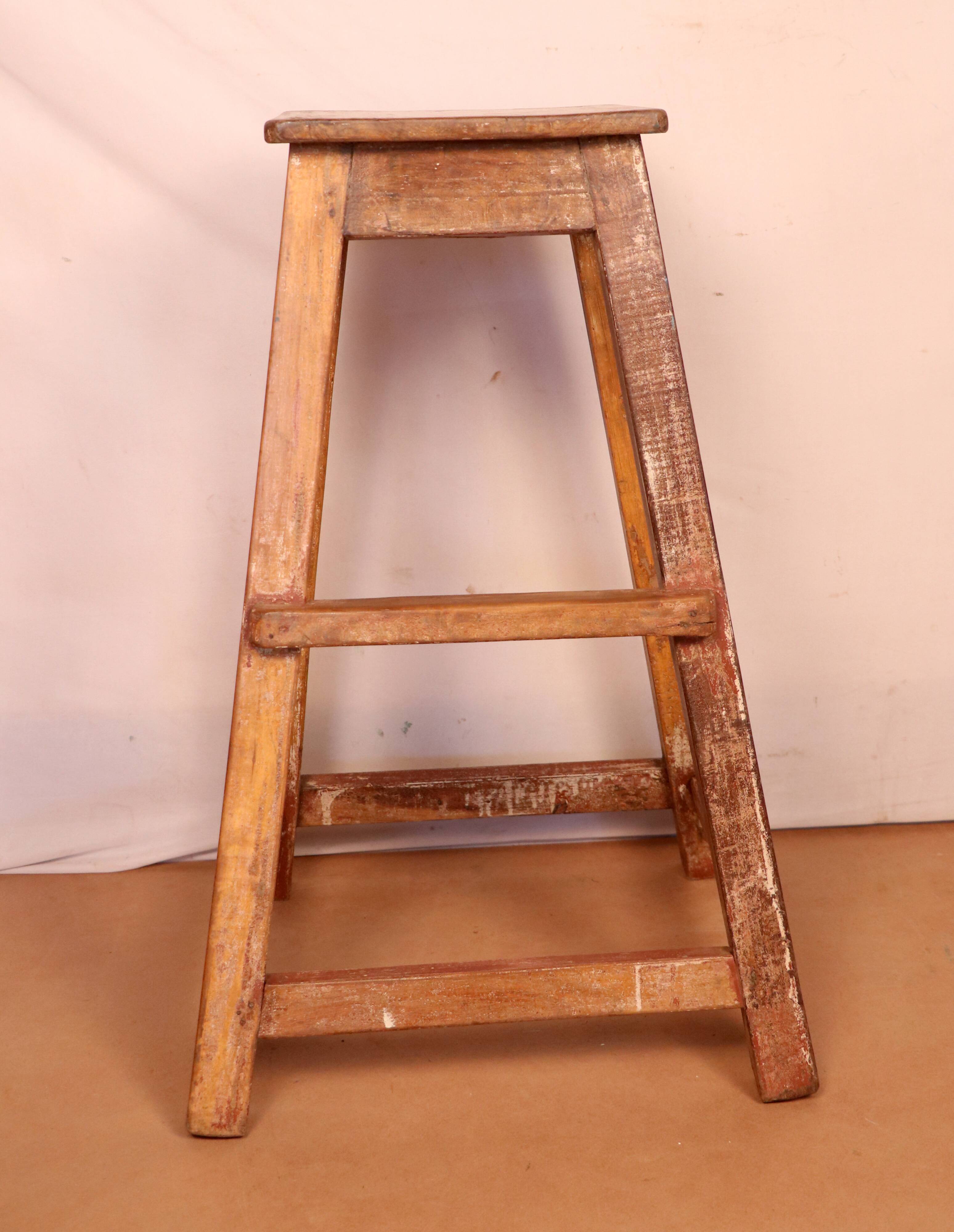 Old burmese teak workshop top stool
