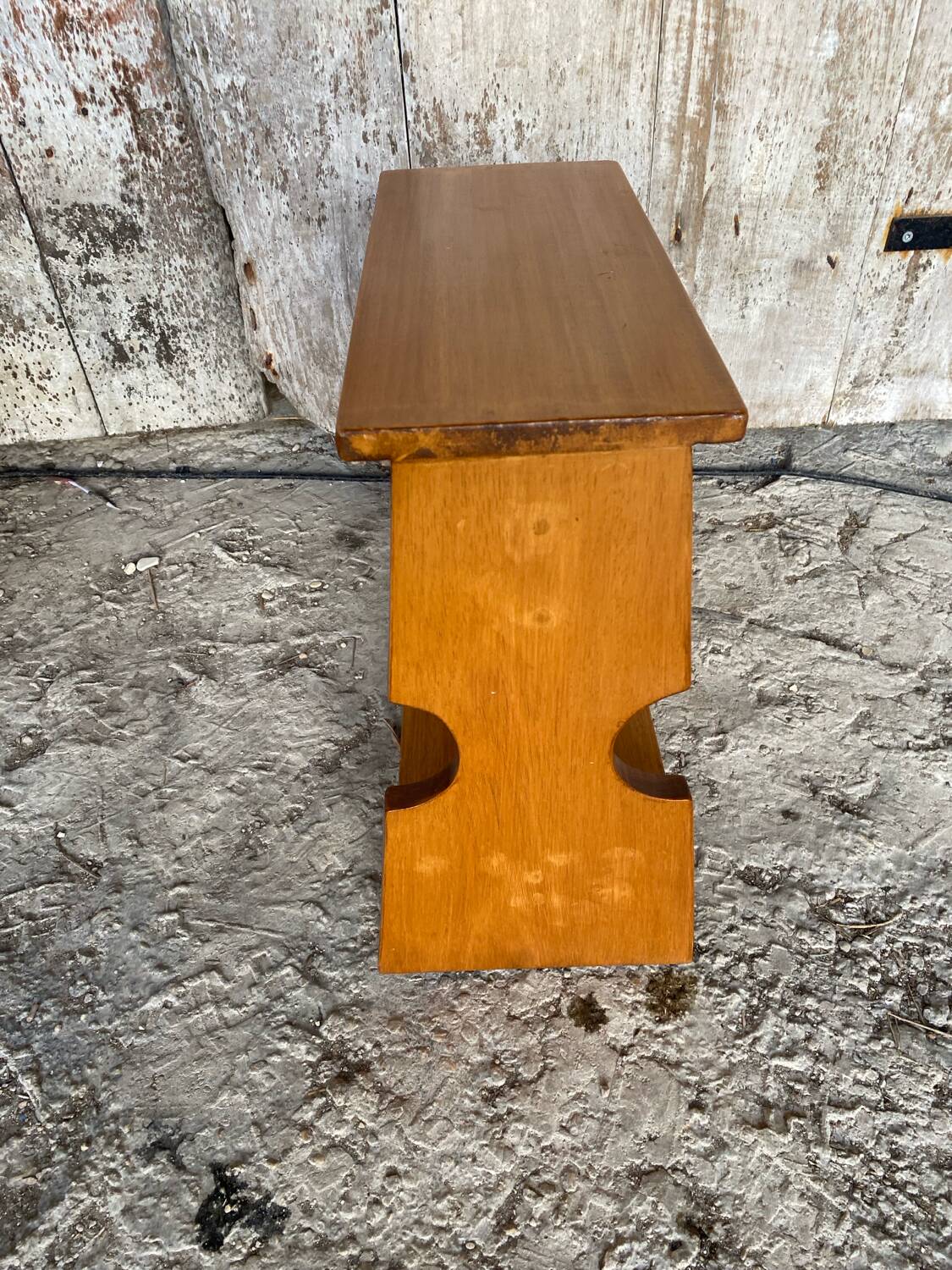 Accent Furniture Stool Wood Brutalist Vintage #D623