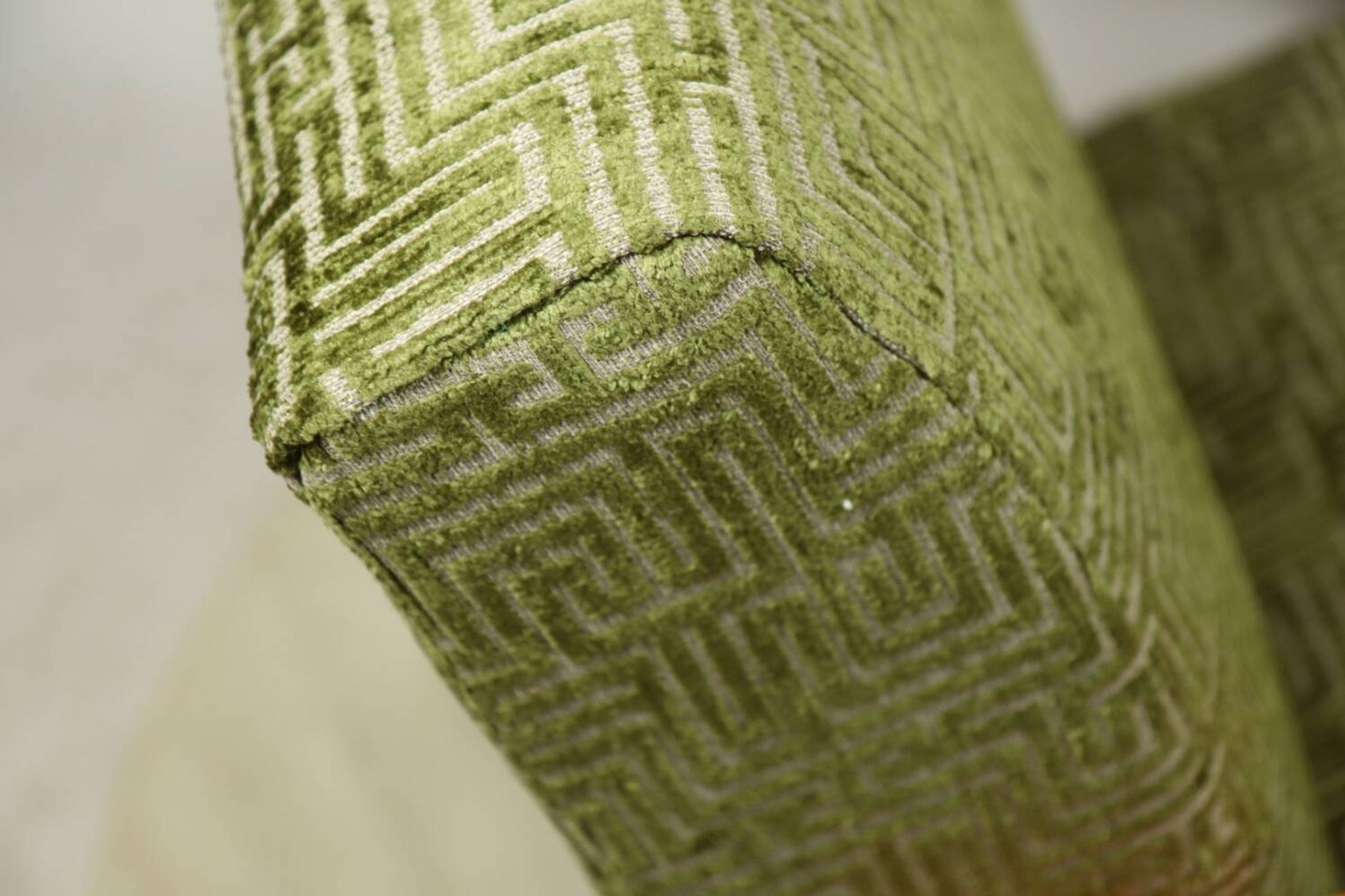 Art Deco armchair in green geometric jacquard by Kropacek Kozelek 1950