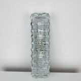 Rectangular wall lamp in molded glass and black metal from the 60s