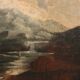 Old painting of landscape and figures, oil on canvas, 18th century.